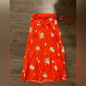 Floral midi wrap skirt